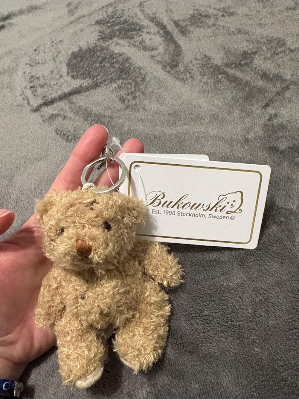 Bukowski Beige Plush Bear Keychain